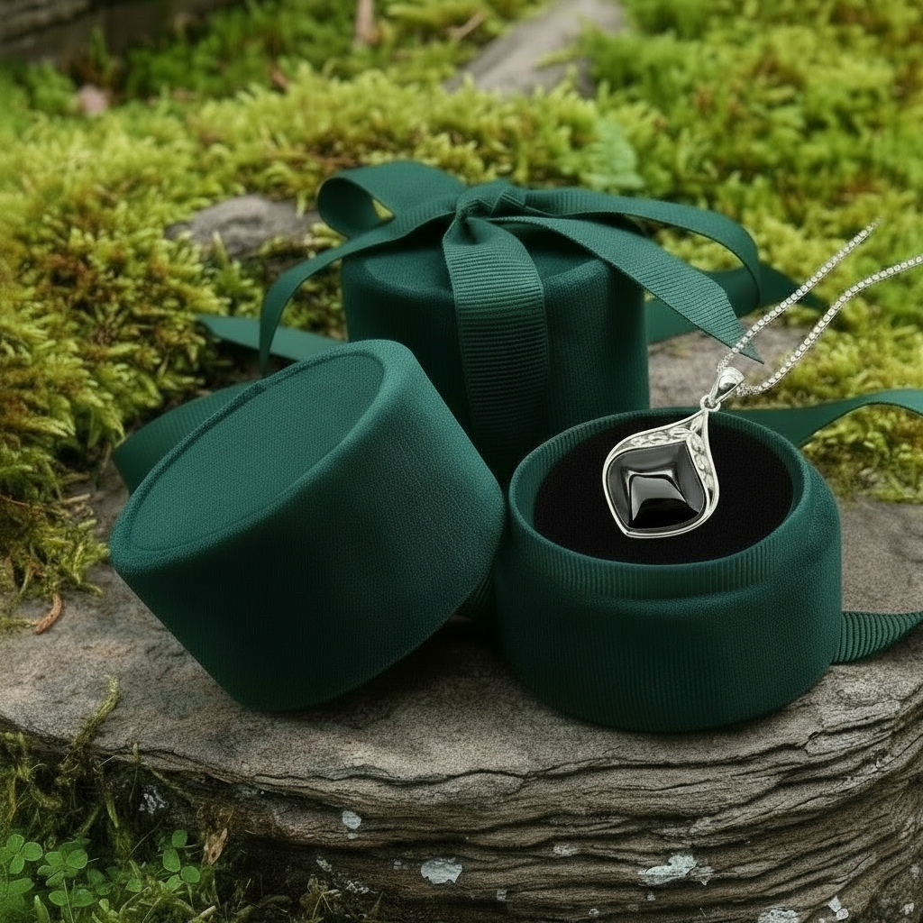 Black Onyx & Silver Teardrop Necklace