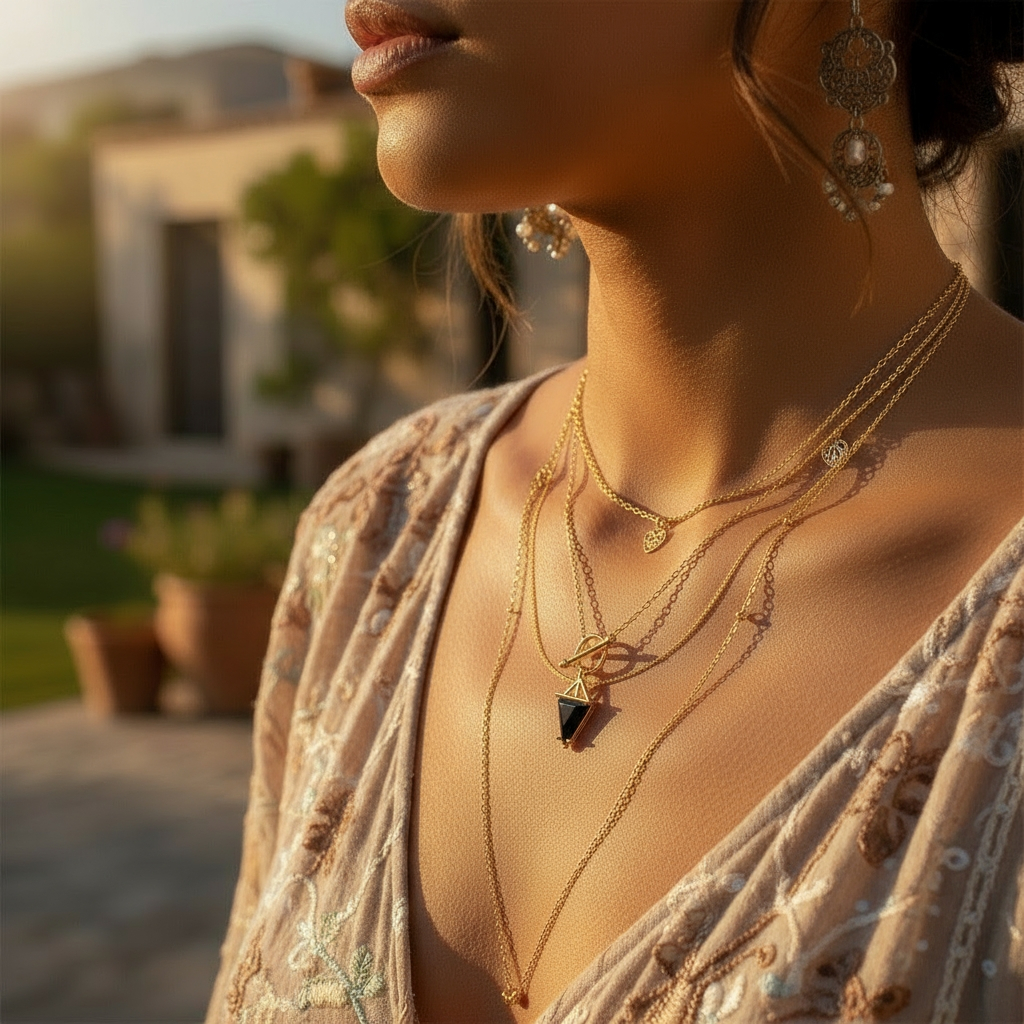 Black Onyx & Gold Guardian Necklace