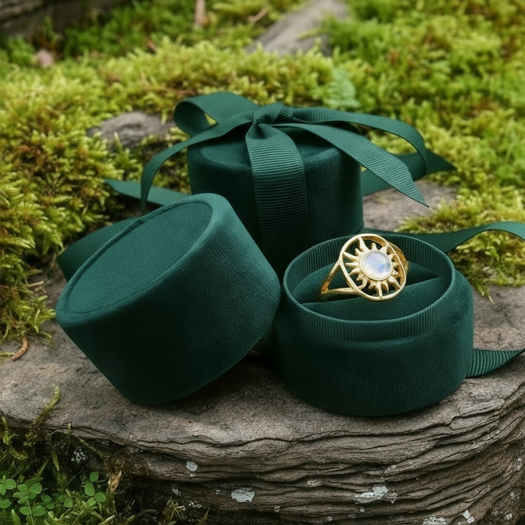 Moonstone & Gold Solar Glow Ring