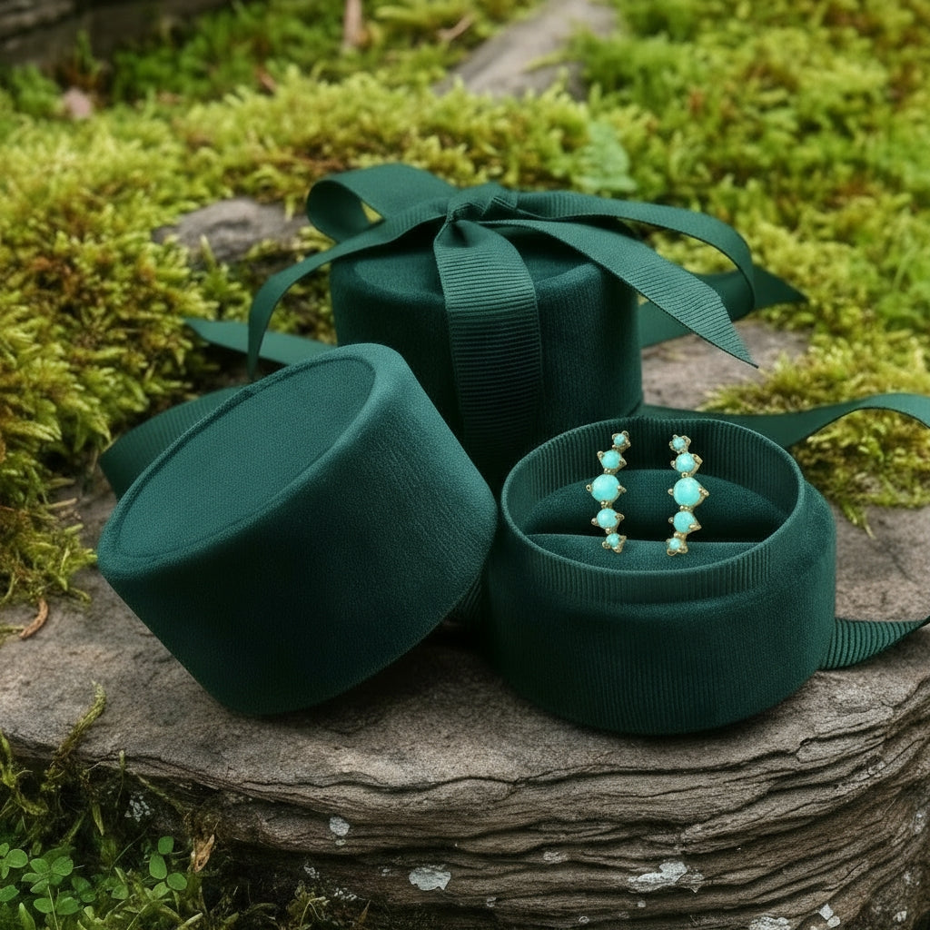 Blue Howlite & Gold Cuff Earrings