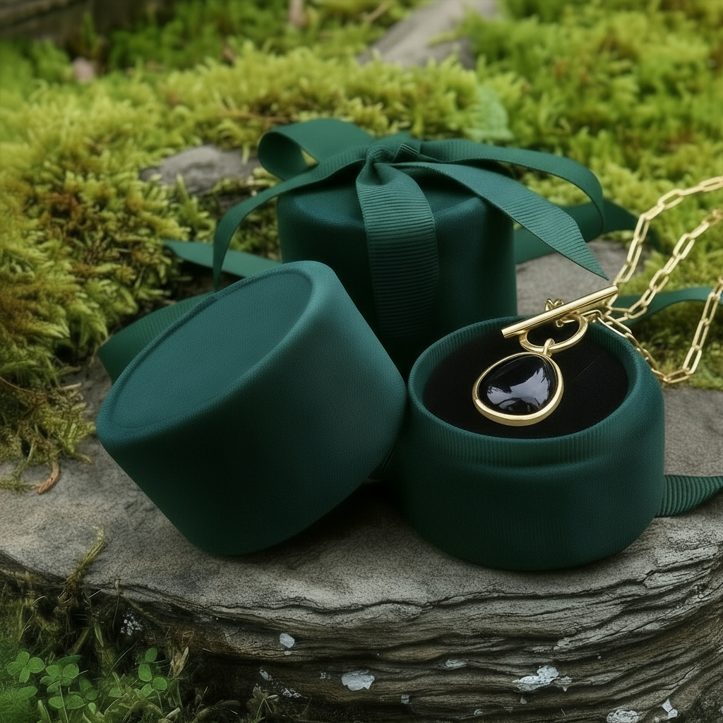 Black Onyx & Gold Lunar Lock Necklace