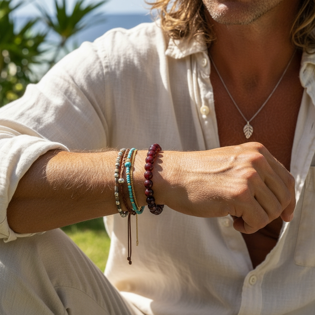 Garnet Mala Bracelet