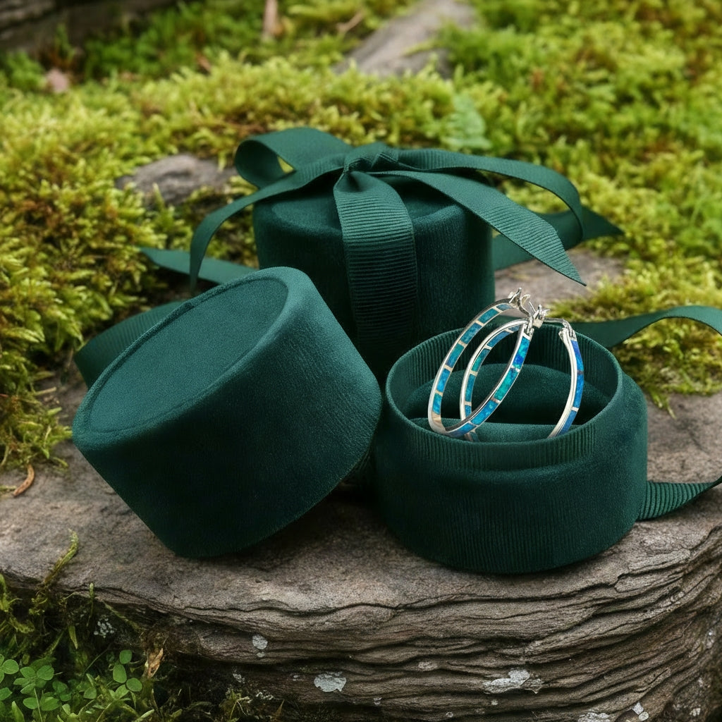 Opal & Silver Hoop Earrings